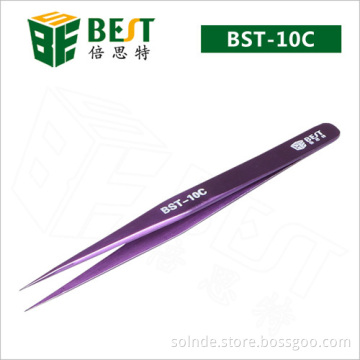 Professional supplier Stainless steel Vetus ESD Straight Curved &Pointed tweezer BST-10C